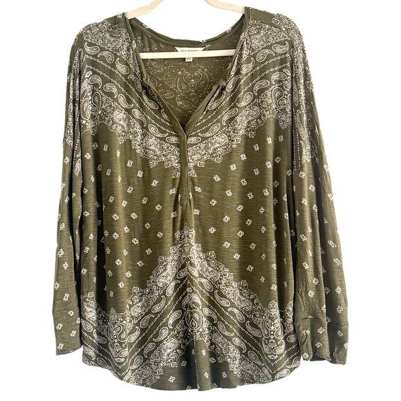 Lucky Brand Tops - Lucky Brand Green Paisley Blouse XL